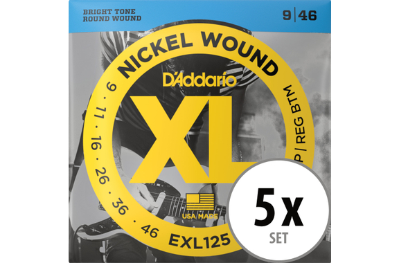 D'Addario EXL125 Super Light Top/Regular Bottom 5x Set image 1