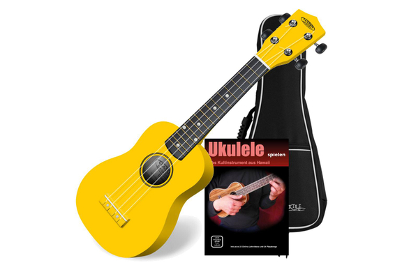 Classic Cantabile US-100 YE Sopran-Ukulele Amarilla Set incl. Funda + Cuaderno de Aprendizaje image 1