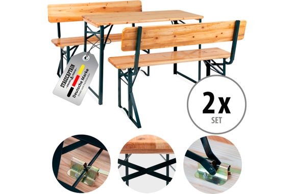 Stagecaptain BBDL-119 Hirschgarten Beer Tent Set with Backrest for Balcony 119 cm Natural 2x Set image 1