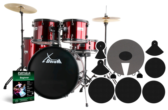 XDrum Rookie 20" Studio Drum Set Red plus Mute Set image 1