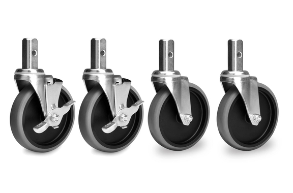 Set Of 4 Stagecaptain Transport Casters 125 mm, 2x Braked, 2x Unbraked image 1