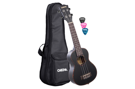 Cascha Premium Mahogany Soprano Ukulele Set Black image 1