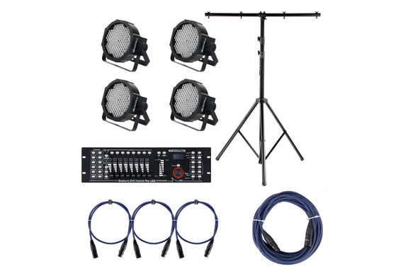 Projecteurs Showlite FLP-144 Set de 4 incl. Showlite Master Pro USB, Trépied & Câbles image 1
