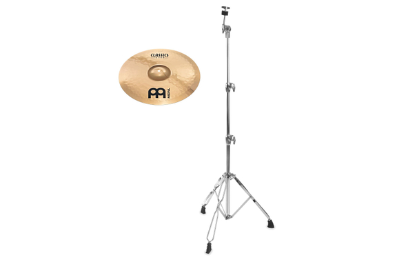 Meinl Classics Custom Brilliant 18" Medium Crash + rechte Cymbalstandaard Set image 1