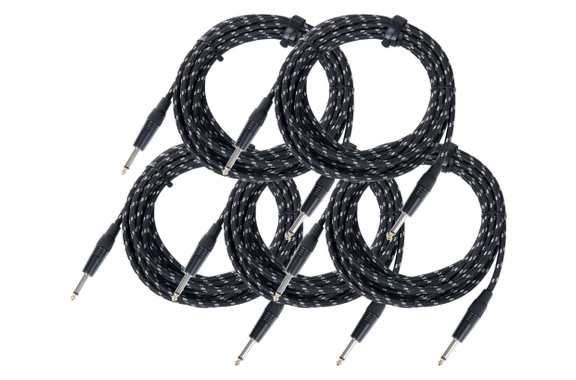 Pronomic Stage INST-6T Instrumentenkabel Klinke 6m Textil 5x Set image 1