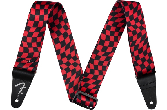 Fender Wavy Checkerboard Polyester Strap 2" Red image 1