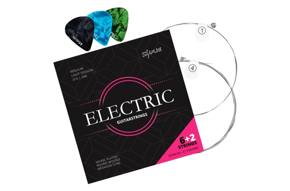 Corde Shaman Electric per Chitarra Elettrica incl. 2 Corde di Ricambio e 3 Plettro image 1