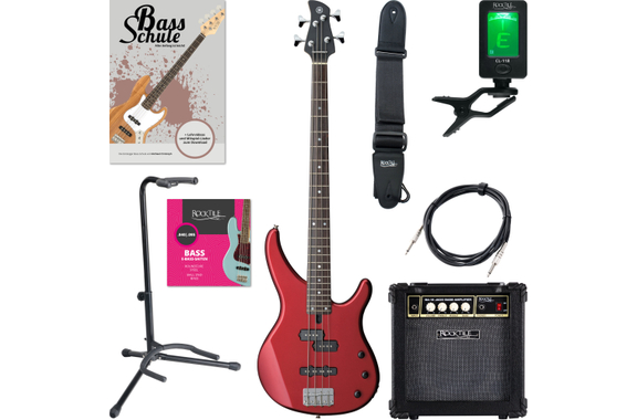 Yamaha TRBX174 Electric Bass Red Metallic Starter Set image 1