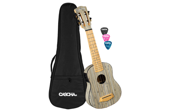Cascha 2315E Sopran Ukulele Bamboo Graphit Bundle con Pastilla image 1