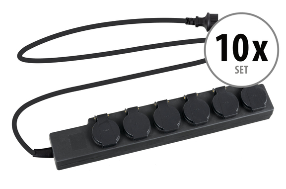 Stagecaptain PSO-6 BK 6-fach Outdoor-Steckdosenleiste IP44 10x Set image 1