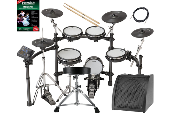 NUX DM-8 E-Drumset Complete Set with Monitor, Stool, School, Cable and Sticks image 1