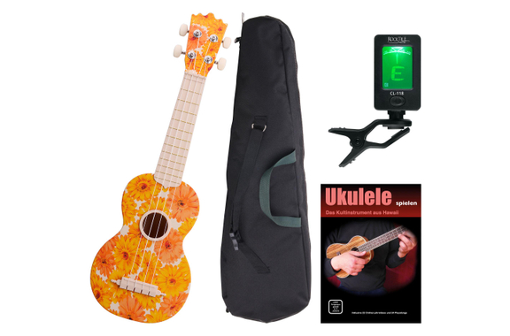 Classic Cantabile BeachBuddy Beachflower Ukulele Set inkl. Tuner und Schule image 1