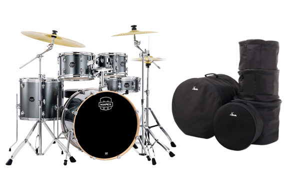 Set De Batería Mapex Venus Stage Steel Blue Metallic Con Fundas image 1