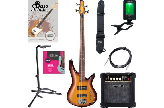 Ibanez SR370EF-BBT Fretless Electric Bass Brown Burst Starter Set image 1