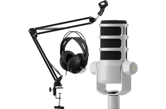 Rode PodMic USB microfono dinamico per podcast set bianco image 1