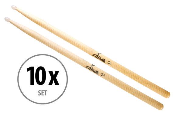 10 Paia Bacchette XDrum per Batteria 5A Punta in Nylon image 1