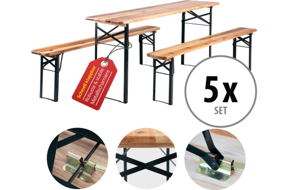Juego De Muebles De Carpa De Cerveza Stagecaptain Hirschgarten Para Balcón 177 cm Natural 5x Set image 1