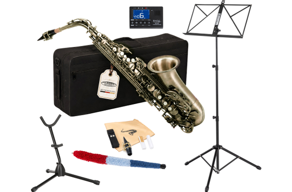 Classic Cantabile Winds AS-450 Antique Yellow Alto Saxophone Set image 1