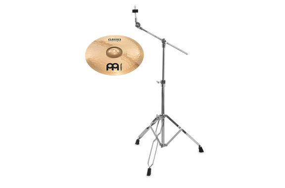 Meinl Classics Custom Brilliant 18" Medium Crash + Galgenbekkenstand Set image 1