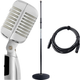 Pronomic DM-66S Microphone Dynamique Elvis Argent/Blanc Set