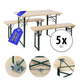 Stagecaptain Hirschgarten Conjunto De Muebles De Cervecería Para Balcón 110 cm Natural 5x Set