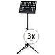 Classic Cantabile Orchesterpult Lochblech Heavy Schwarz 3x Set