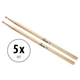 5 Paar XDrum Drumsticks 5B Wood Tip