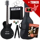 Set de Guitarra Eléctrica Rocktile L-Pack Black con Amplificador, Funda, Afinador, Cable, Correa, Cuerdas y Escuela con CD/DVD