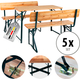 Stagecaptain BBDL-119 Hirschgarten Conjunto De Muebles Para Carpa De Cerveza Con Respaldo Para Balcón 119 cm Natural 5x Set