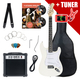 Pack Rocktile Banger's Set Guitares Électriques White incl. Amplificateur, Housse, Accordeur, Câble, Sangle, Cordes et Cours incl. CD/DVD