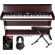 FunKey DP-88 II Digitalpiano bruin set met keyboardbank, koptelefoon en pianoles