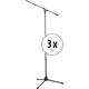 K&M 210/2 Microfoonstandaard Zwart 3x Set