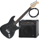 Rocktile Pro ST60-BK Guitare Électrique Tout Noir Set AK30A