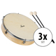 XDrum HTM-12S 12" Handtrommel met Slagstok 3x Set
