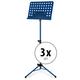 Classic Cantabile Orchestra Stand Perforated Metal Heavy Blue 3x Set