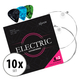 Shaman Electric Saiten für E-Gitarre inkl. 2 Ersatzsaiten und 3 Plektren 10x Set