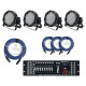Showlite FLP-144W Projecteur 4 x Set incl. Showlite Master Pro USB & Câble