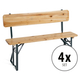 Stagecaptain BBB-119 Hirschgarten Beer Tent Bench with Backrest 119 cm Natural 4x Set