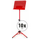 Classic Cantabile Leggio Orchestrale In Lamiera Forata Heavy Rosso Set Da 10