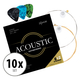 Shaman Acoustic Saiten für Western-Gitarre inkl. 2 Ersatzsaiten und 3 Plektren 10x Set