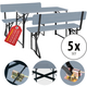 Stagecaptain BBDL-119 GY Hirschgarten Conjunto De Banco De Cervecería Con Respaldo Para Balcón 119 cm Gris 5x Set