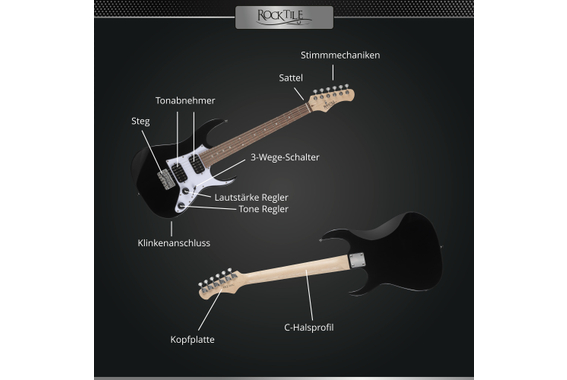 Rocktile Youngster YS-1BK 3/4 Elektrische Gitaar Zwart image 10
