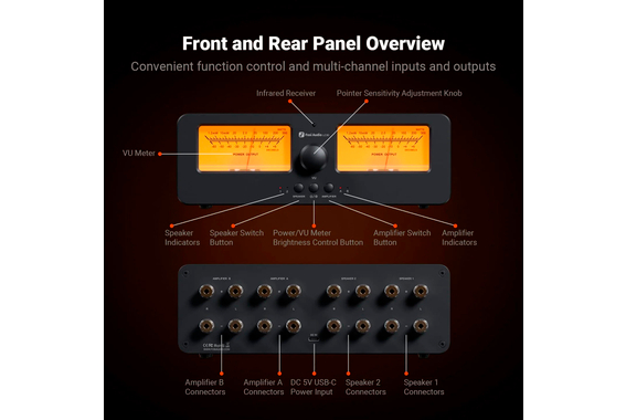 Commutateur Amplificateur/Enceintes Fosi Audio LC30 VU Noir image 10