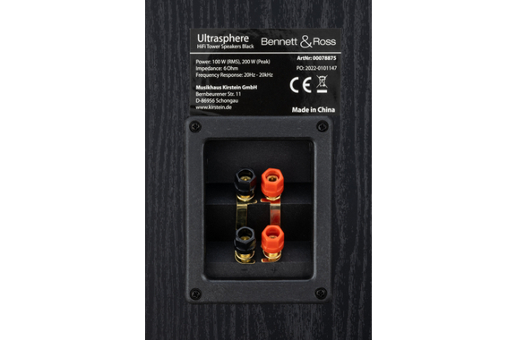 Bennett & Ross Ultrasphere Enceintes Colonnes HiFi Paire Noire 2 x 100W RMS image 10