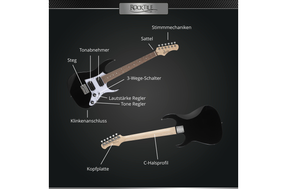 Rocktile Youngster YS-1BK 3/4 Chitarra Elettrica Nera image 10