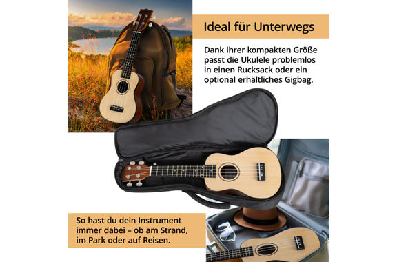 Classic Cantabile Sopran Ukulele Natural Set inkl. Lernheft image 10