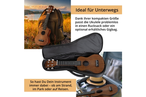 Classic Cantabile Sopran Ukulele Walnuss Set inkl. Ukulelenschule image 11