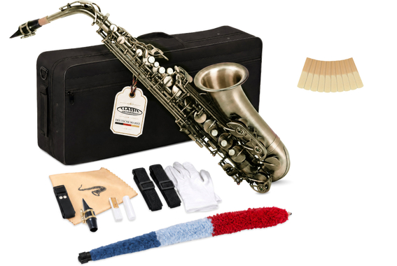 Classic Cantabile AS-450 Antique Yellow Eb Alto Saxophone Set image 11