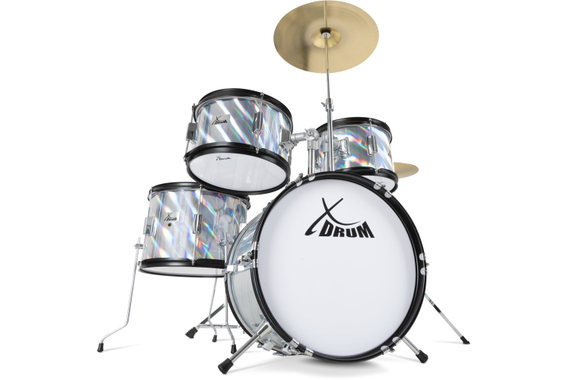 XDrum Junior Pro Kinder Schlagzeug Laser Silver inkl. Schule  - Retoure (Zustand: sehr gut) image 12