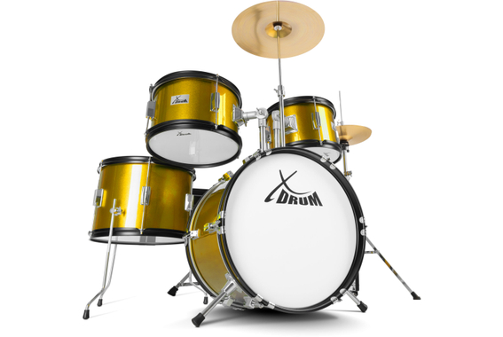 XDrum Junior Pro Kinder Drumset Sunset Gold Sparkle incl. School image 12